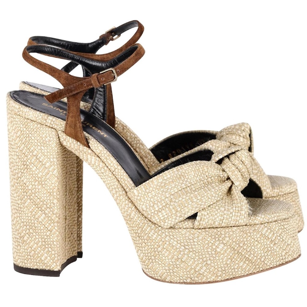 YSL Yves Saint Laurent Bianca chunky nude sandals 37 platforms